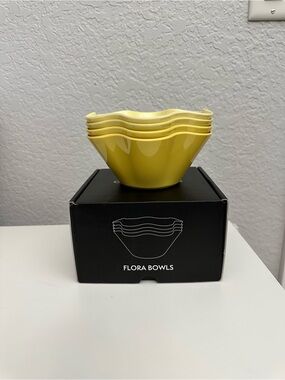 Greg Natale Melamine Flora Yellow Ombre Bowls-Set of 4-NEW